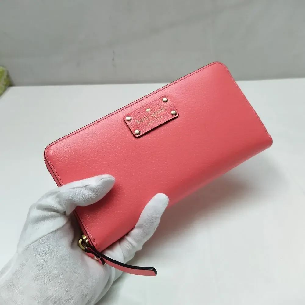Kate Spade Pink Leather Zip Around Credit Card Wallet